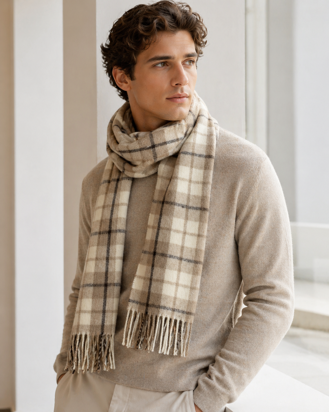 Sciarpa scozzese colore beige
