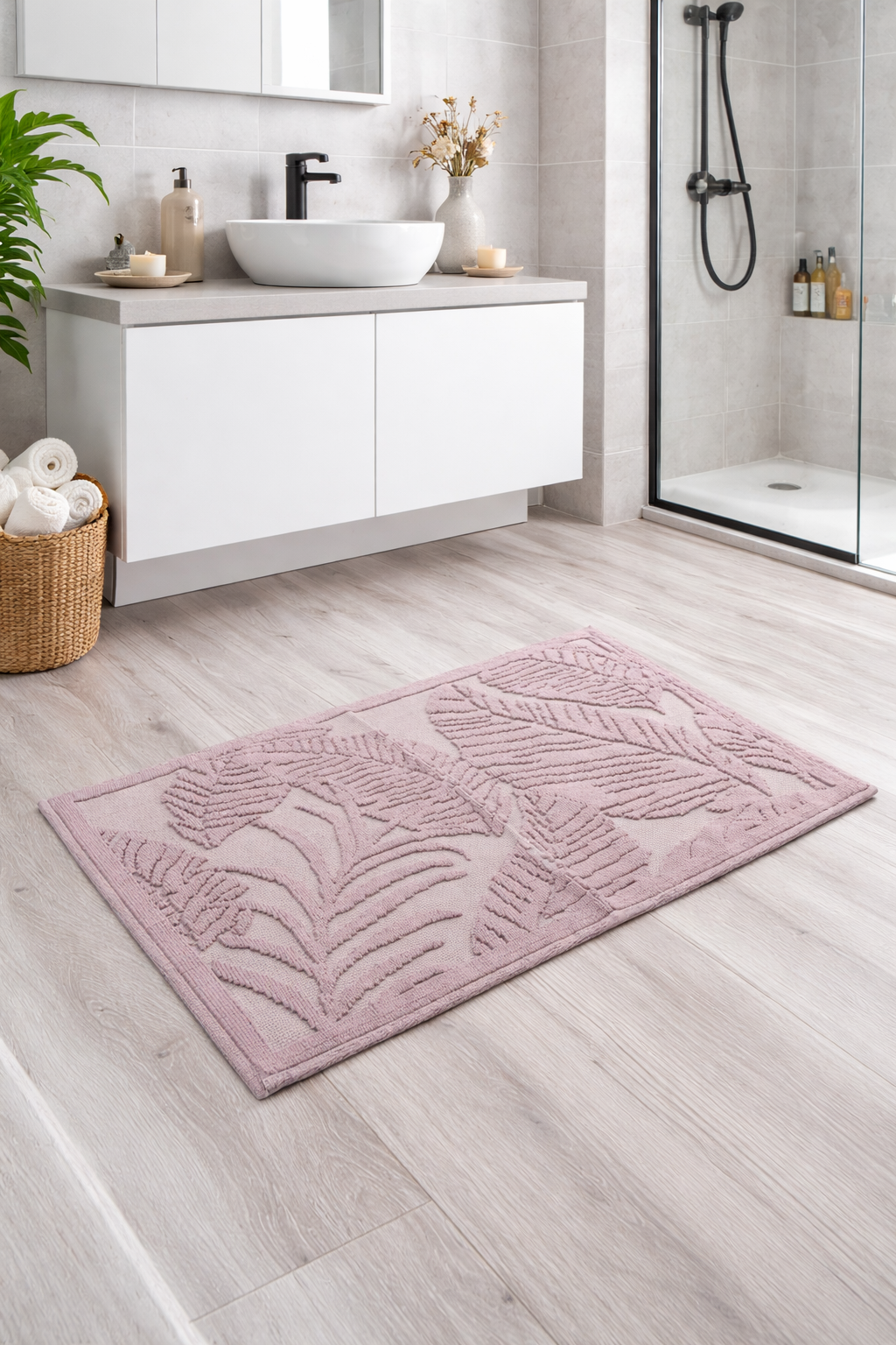 Cotton Bathroom Carpet Rug PALMERA 