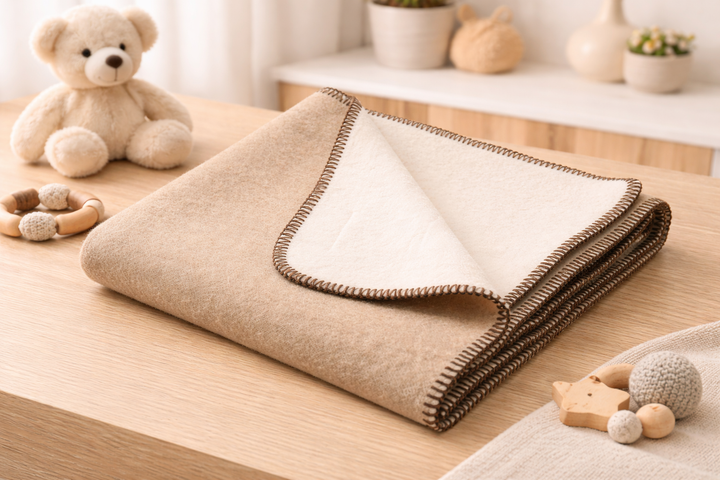 Coperta per culla double face marrone tortora