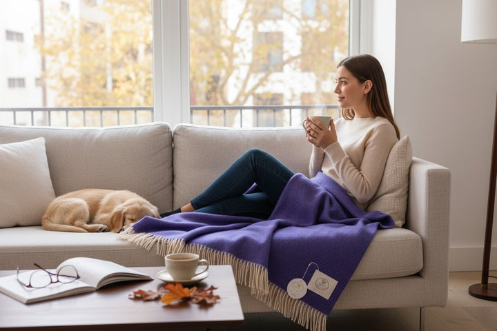 Throw COLOR Cashmere and Wool with Fringes