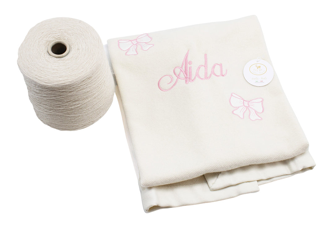 Baby Blanket AMORE embroidered Matteo / Aida Pure Cashmere