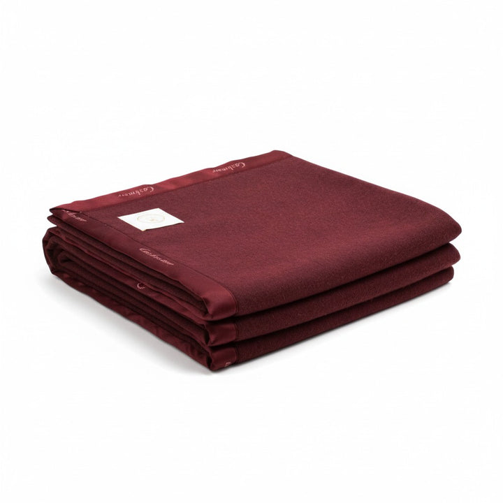 Coperta LUISA invernale con bordo Bordeaux Cashmere e Lana