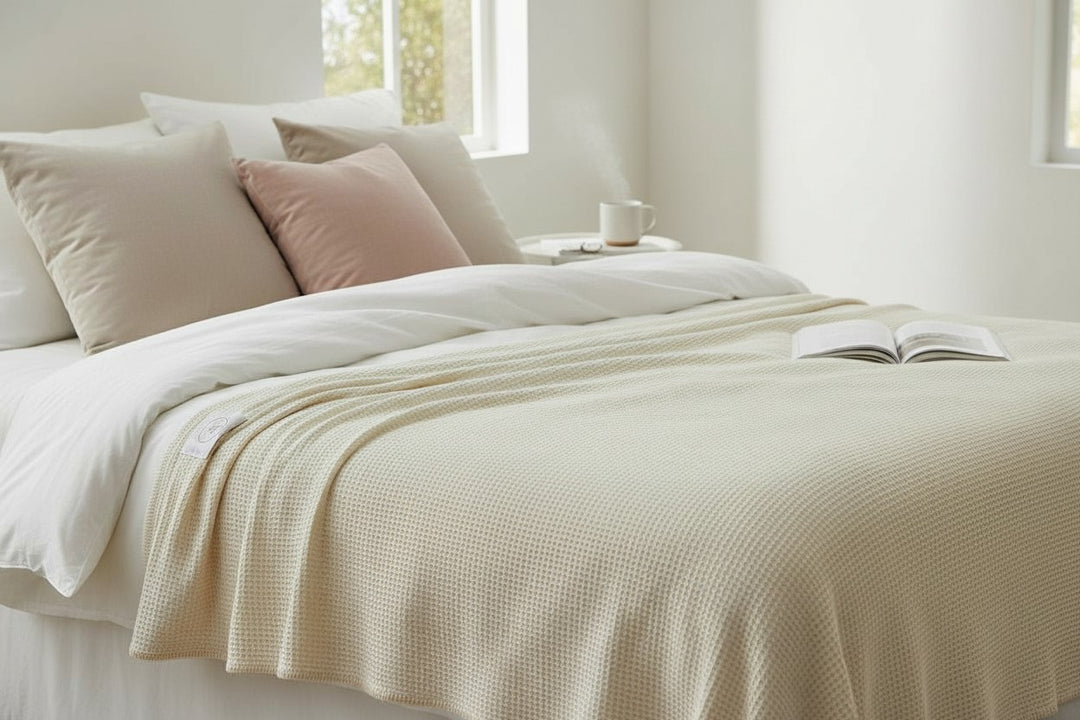 Coperta di pura lana a nido d'ape