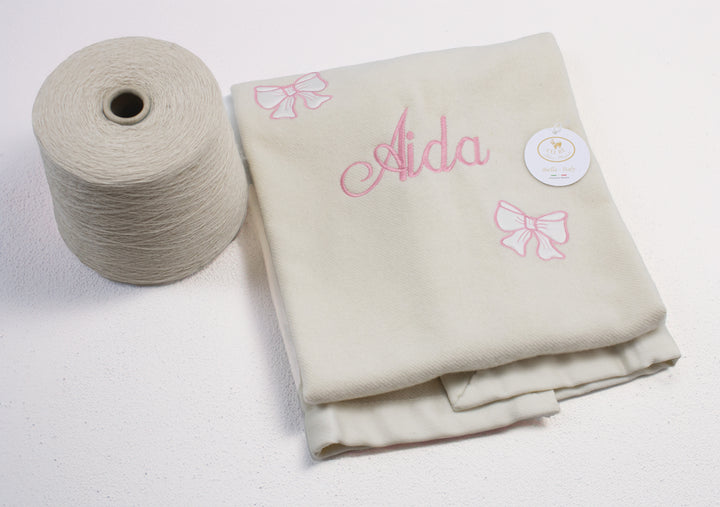 BLANKET AMORE embroidered Pure Cashmere