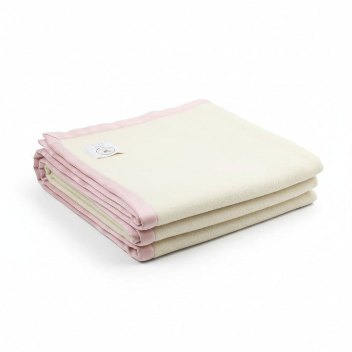 Coperta di lana norvegese greggio con bordo rosa