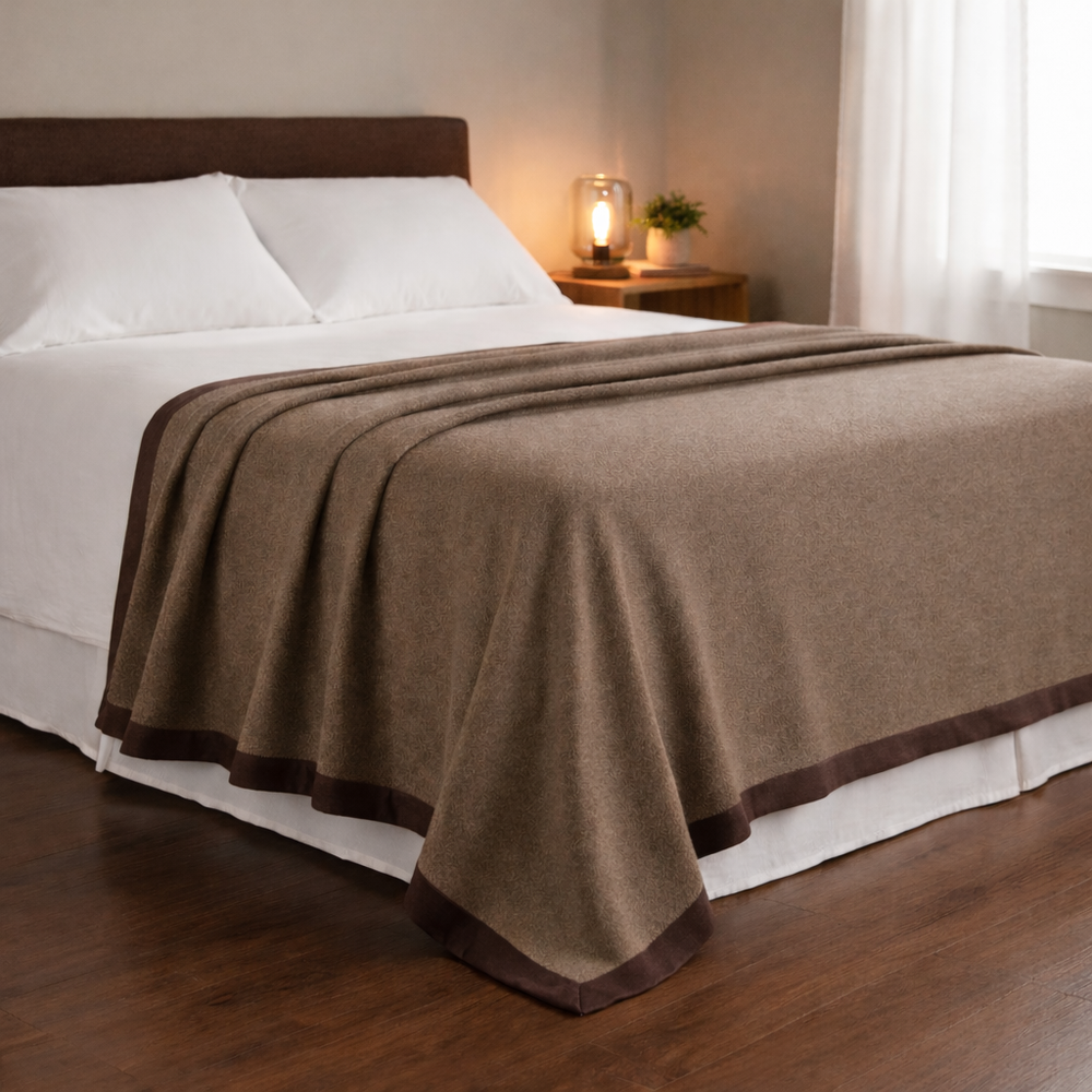 Coperta marrone scuro di lana e cashmere invernale