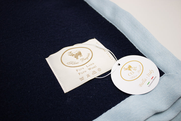 MUCRONE winter Blanket Dark blue Pure Wool