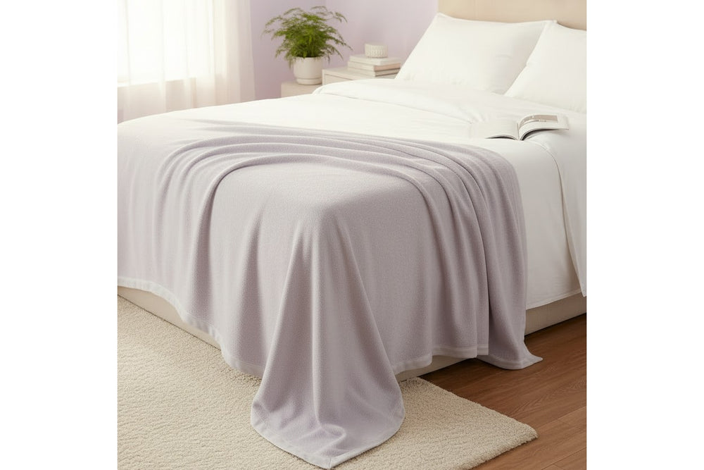 Coperta di lana e mohair lilla chiaro