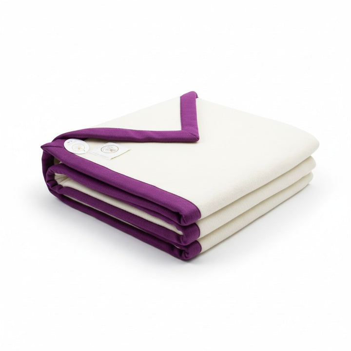 Coperta Invernale Pura Lana Norvegese con bordo ciclamino