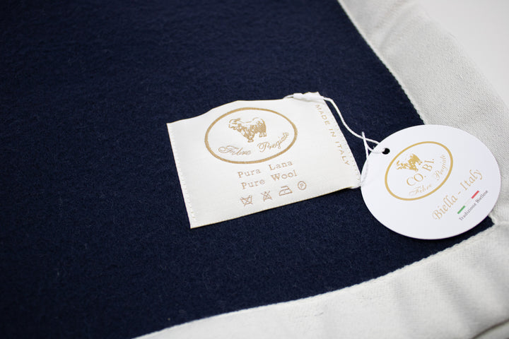 MUCRONE winter Blanket Dark blue Pure Wool