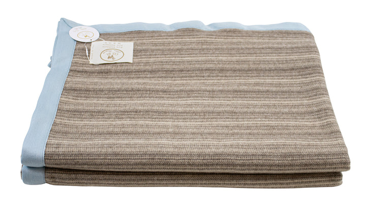 Coperta di Cashmere millerighe con bordo azzurro