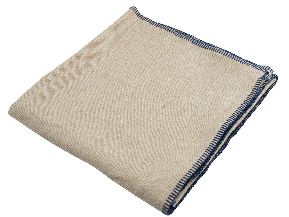 Copertina per culla beige e bordo blu