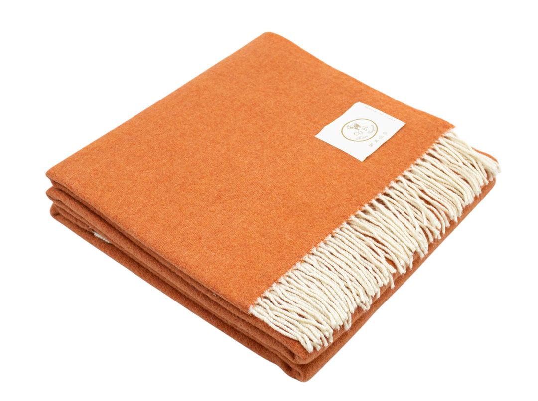 Double Face Throw ELIAS with fringes Merino Wool