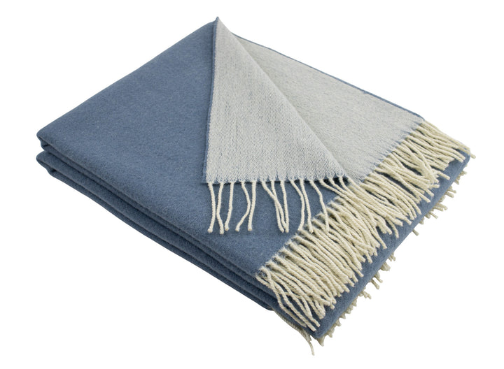 Plaid di lana blu e greggio