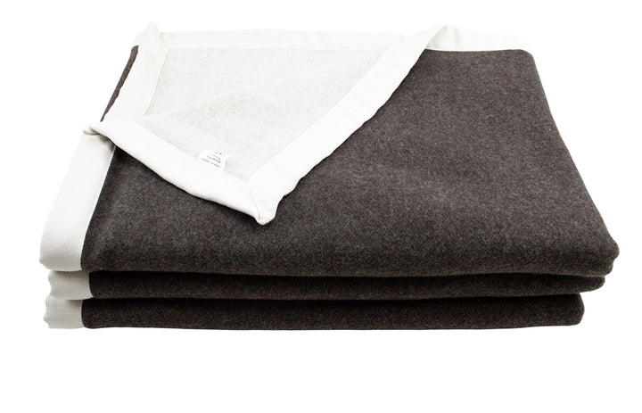 Coperta double face marrone scuro e bianco