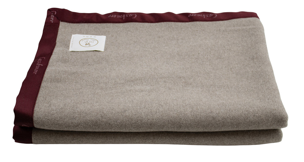 Coperta invernale di cashmere e lana bordo bordeaux