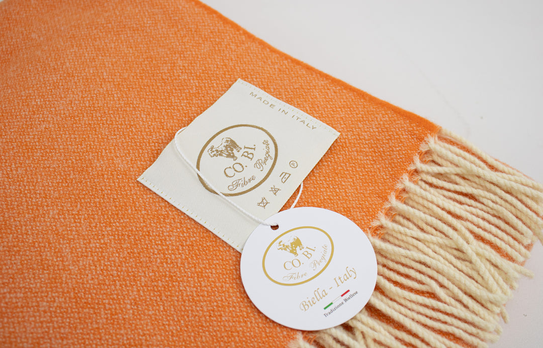 FLUO Throw Cashmere and Wool with Fringes