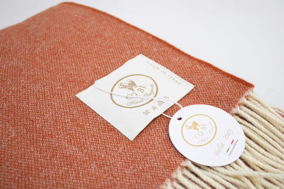 FLUO Throw Cashmere and Wool with Fringes