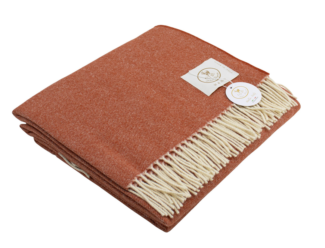 FLUO Throw Cashmere and Wool with Fringes