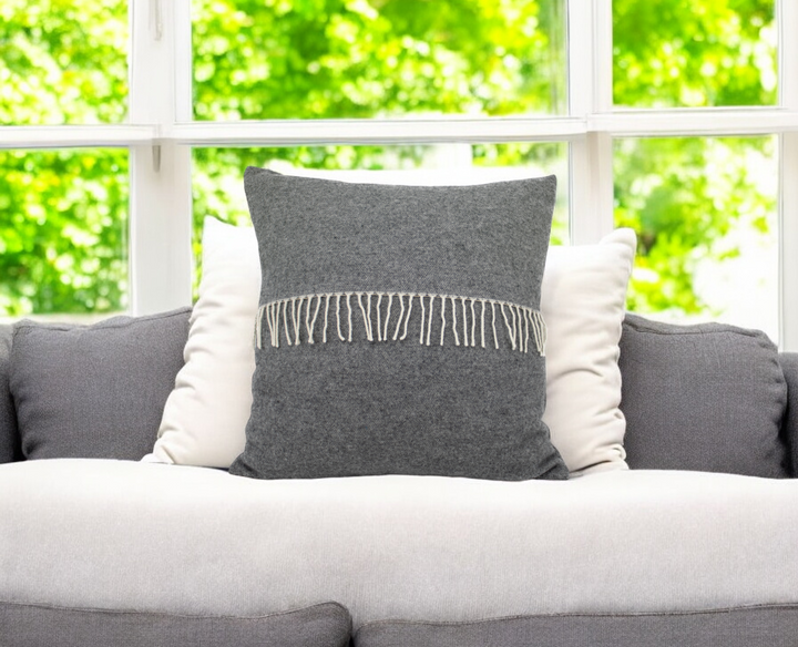 FRANGE FURNISHING CUSHION Wool and Natural Viscose