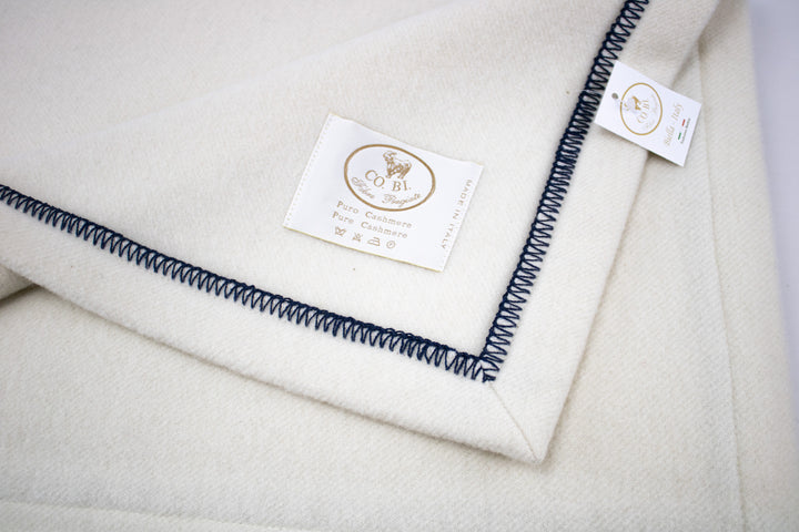 MILA BLANKET Pure Cashmere Whipstitch edge