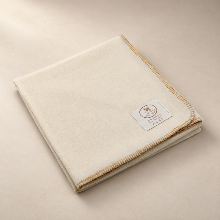 Plaid 100% Cashmere con bordo punto cavallo