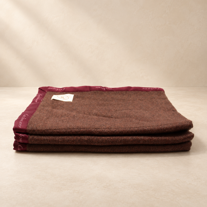 LUISA winter blanket with Burgundy edge Cashmere and Wool 