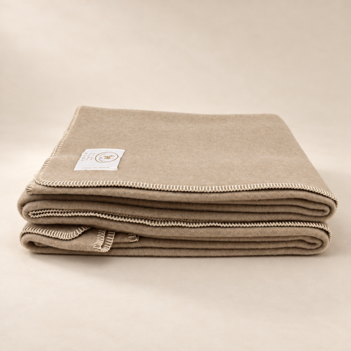 MUCRONE - Plaid Invernale in Pura Lana con Punto Cavallo
