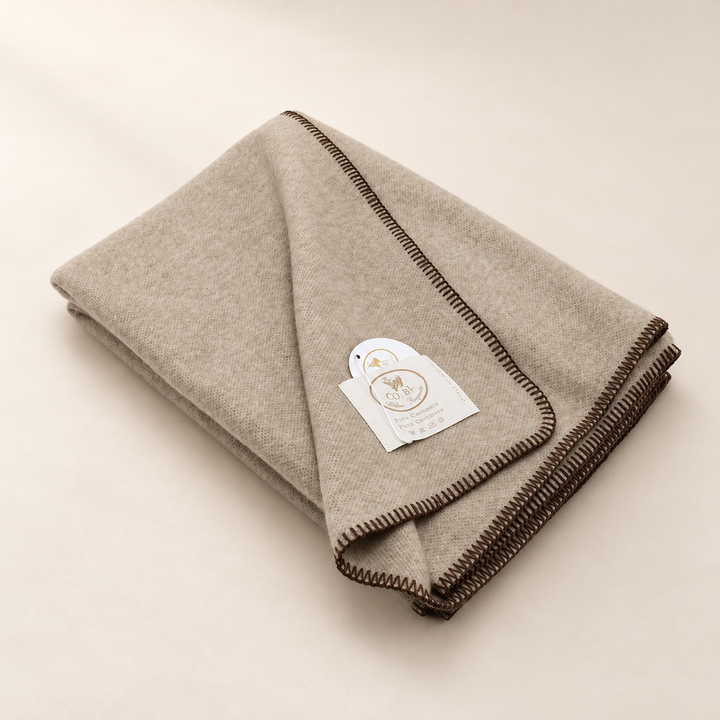 XANDRA - Plaid Puro Cashmere con bordo punto cavallo