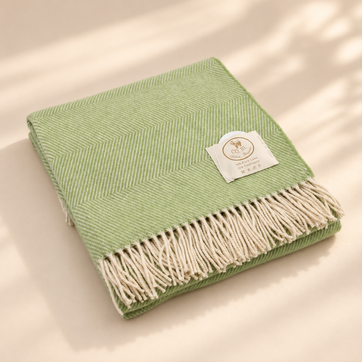 Throw LEXY Herringbone pattern Cashmere and Wool