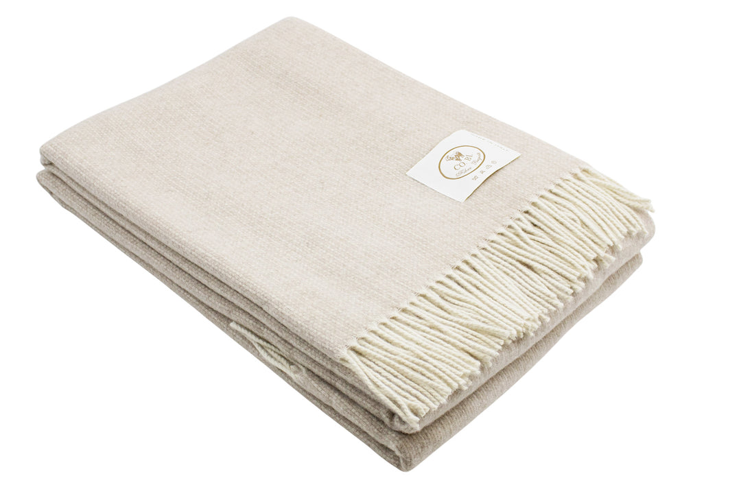 Plaid beige con armatura melange lana merino e cashmere