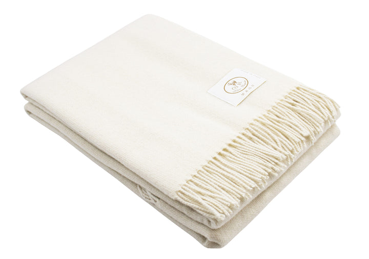 Plaid di lana merino e cashmere bianco