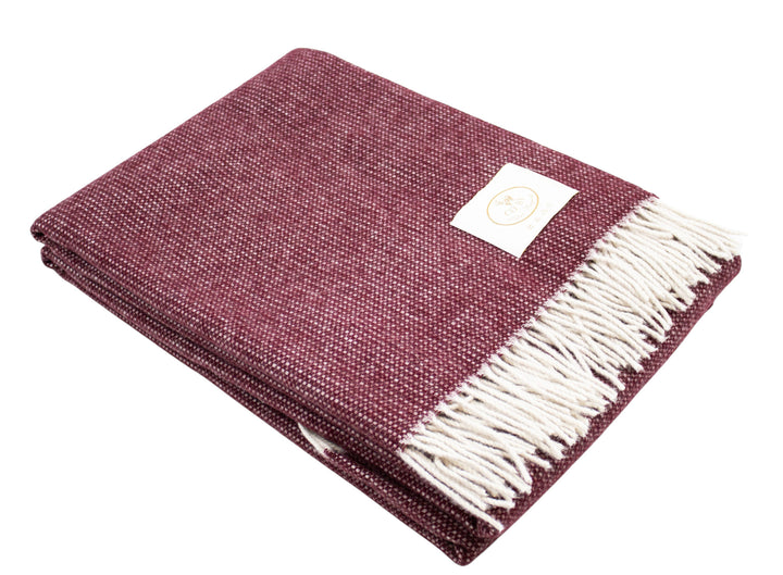 Plaid bordeaux di lana merino e cashmere