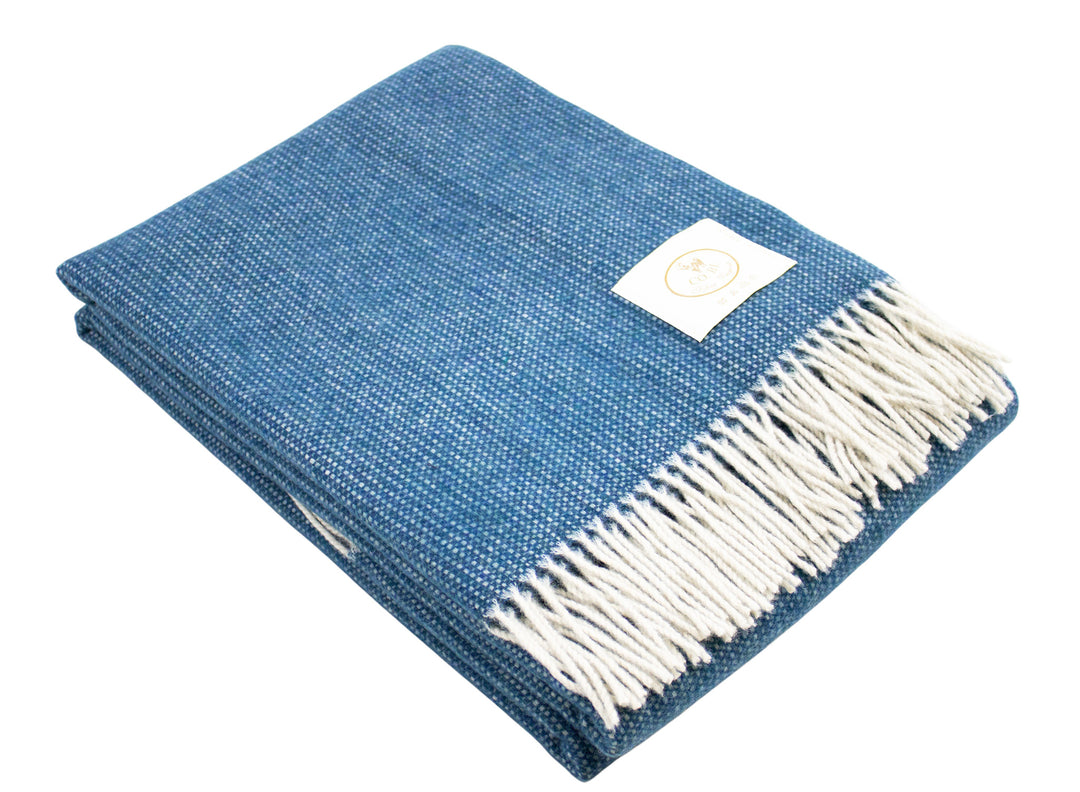 Plaid color navy lana merino e cashmere