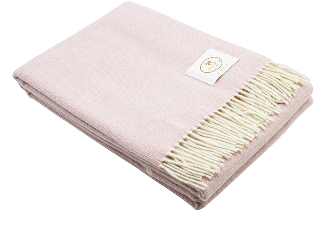 Plaid rosa melange di lana merino e cashmere