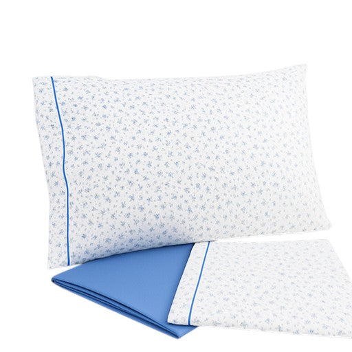 Parure lenzuola azzurro e fiori