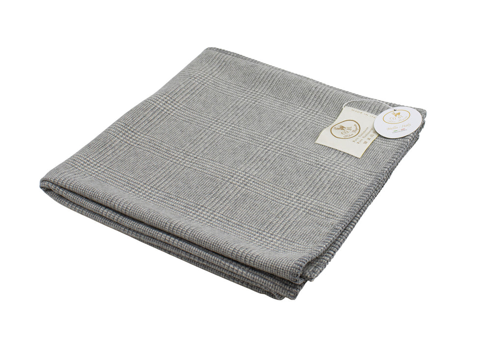 Coperta per lettino di cashmere grigio a principe di galles