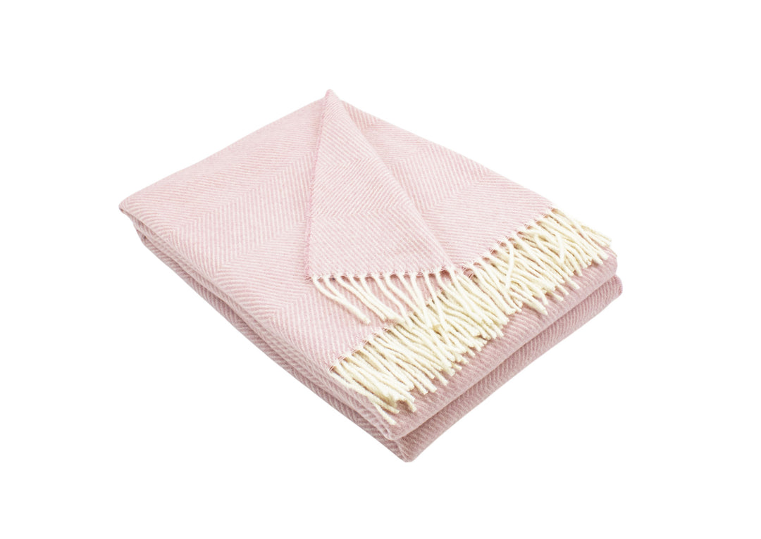 Plaid colore rosa di lana e cashmere a lisca di pesce