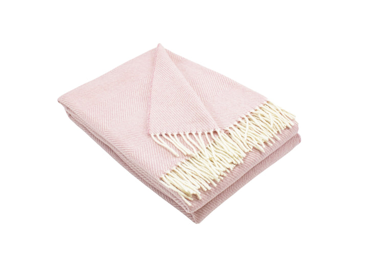 Plaid colore rosa di lana e cashmere a lisca di pesce