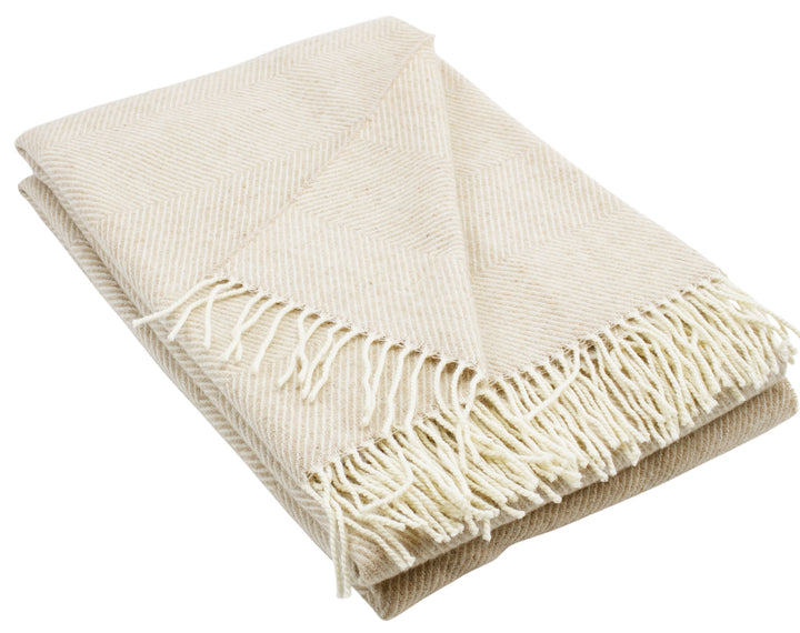 Plaid beige a lisca di pesce lana e e cashmere