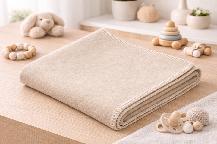 Coperta invernale per culla beige con punto cavallo beige