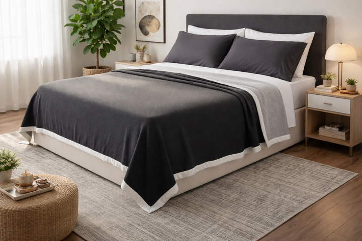 Coperta invernale matrimoniale antracite e grigio