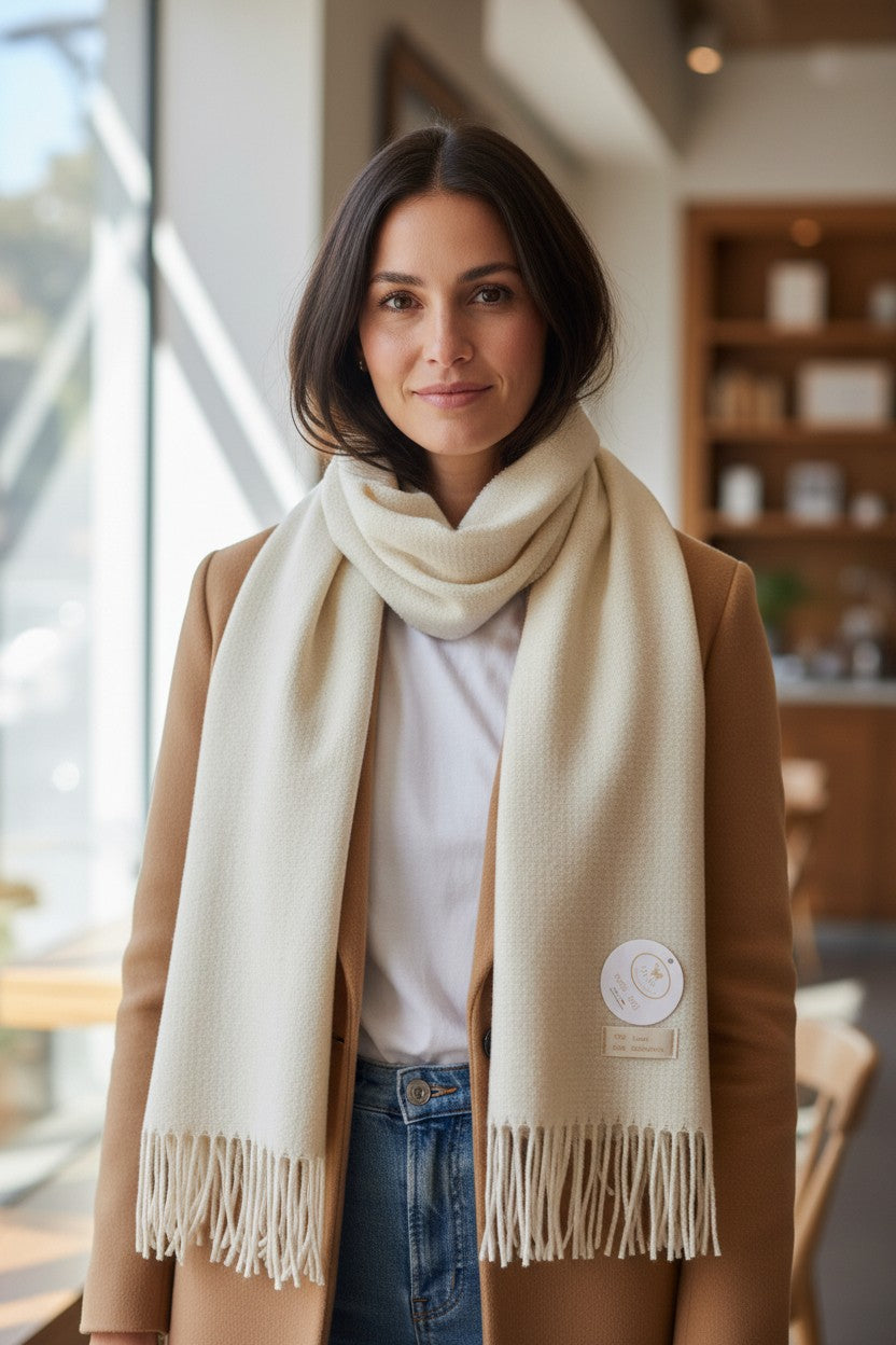 sciarpa di cashmere e lana bianco naturale