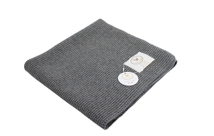 Copertina OLIMPIA a Nido d’Ape Pura Lana Grigio / Culla 75x110 cm - Coperte Baby Punto cavallo per culla o lettino