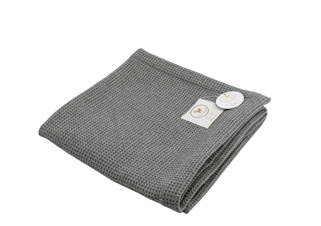 Copertina OLIMPIA a Nido d’Ape Pura Lana Grigio scuro / Culla 75x110 cm - Coperte Baby Punto cavallo per culla