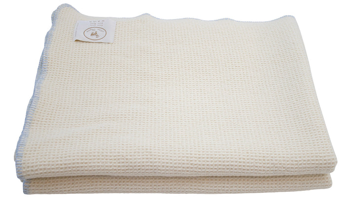 Coperta di lana con bordo punto cavallo azzurro