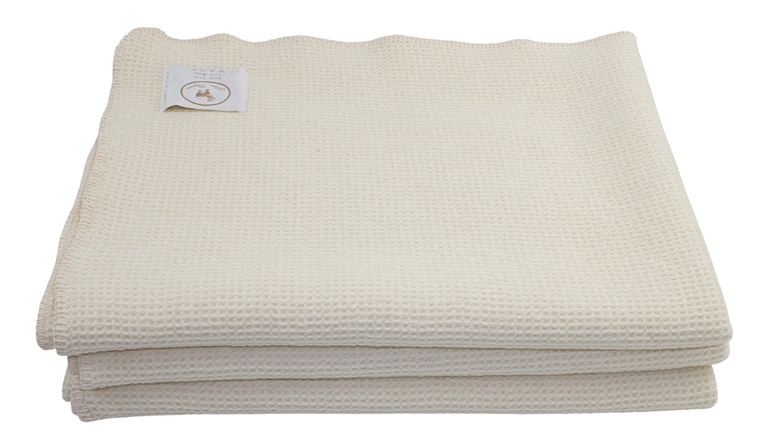 Coperta di Lana con bordo punto cavallo bianco