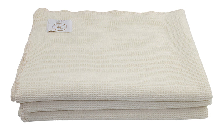 Coperta di Lana con bordo punto cavallo bianco