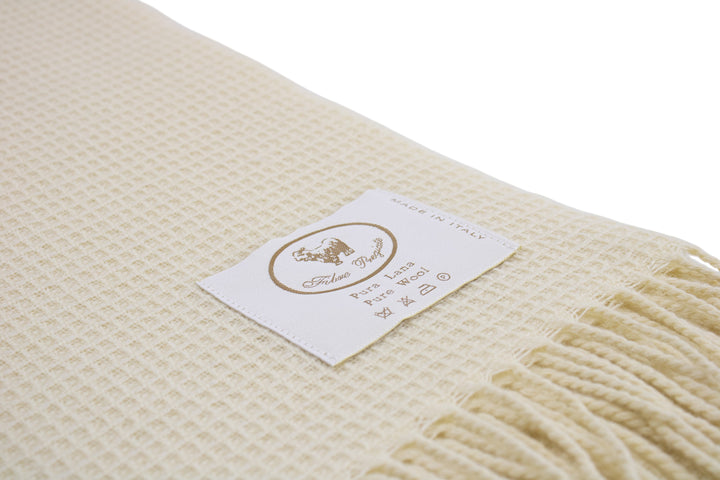Honeycomb Throw APE with fringes Pure Wool
