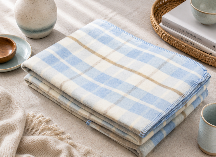 Winter Throw Scottisch Tartan with whipstitch edge Cashmere and Wool GOLF